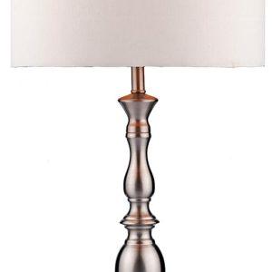 Dar Madrid Table Lamp Satin Chrome With White Shade
