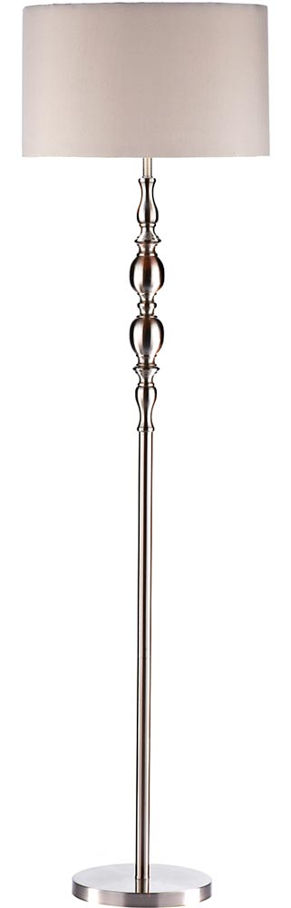 Dar Madrid Floor Lamp Satin Chrome With White Shade