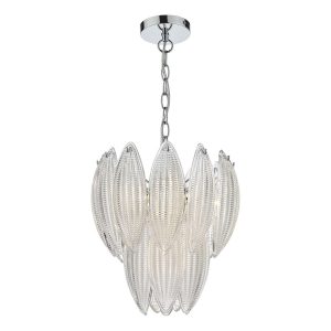 Maeve polished chrome 6 light ceiling pendant with textured glass main image