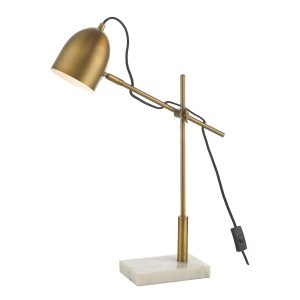 Dar Mendal 1 light task table lamp with marble base in antique bronze main image