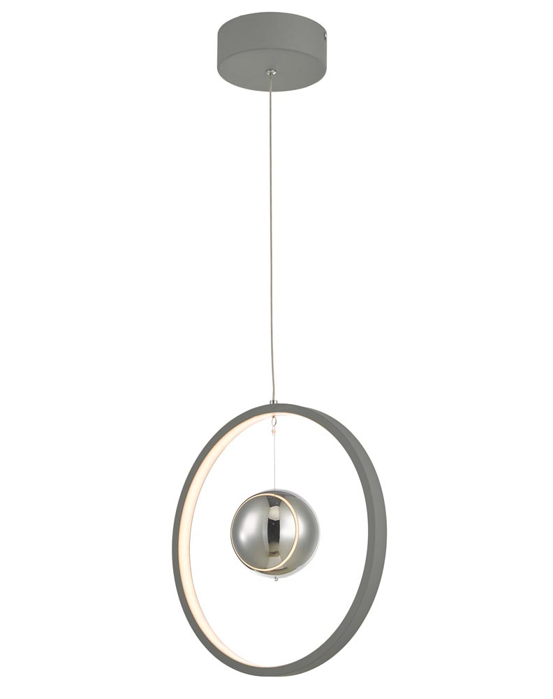 Dar Mercury 18w LED Vertical Ring Pendant Ceiling Light Matt Grey