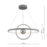 Dar Mercury Modern 58w LED Twin Ring Pendant Ceiling Light Matt Grey