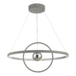 Dar Mercury Modern 58w LED Twin Ring Pendant Ceiling Light Matt Grey