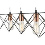 Dar Midi Matt Black 4 Light Ceiling Pendant Bar Polished Copper Detail