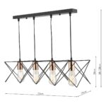 Dar Midi Matt Black 4 Light Ceiling Pendant Bar Polished Copper Detail