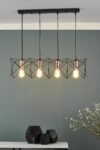 Dar Midi Matt Black 4 Light Ceiling Pendant Bar Polished Copper Detail
