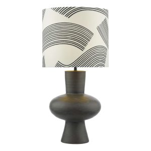 Miho matt black ceramic 1 light table lamp with linen shade main image