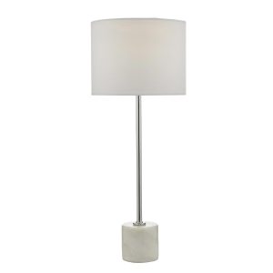 Dar Misu chrome 1 light buffet table lamp with white marble base main image