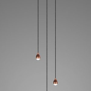 Dar Modular 3 Light LED Cluster Ceiling Pendant Cable Set Satin Copper