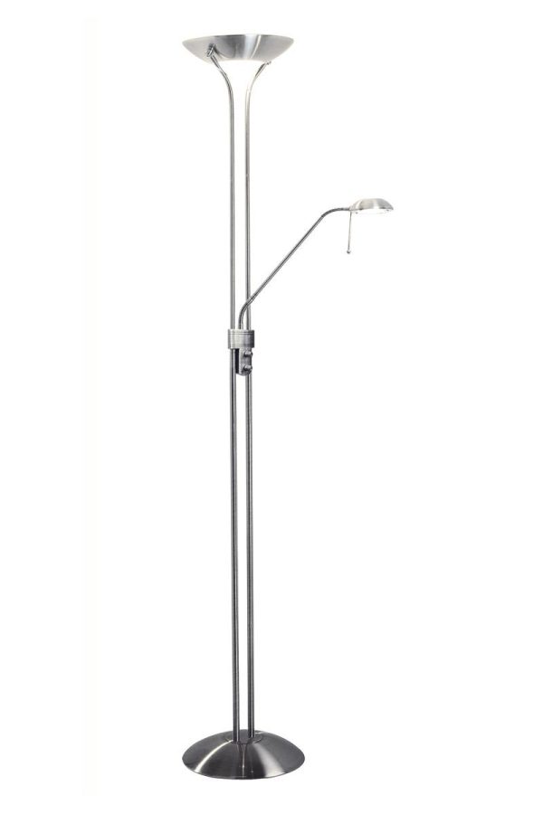 Dar Montana mother and child floor lamp with dual dimmers in satin chrome main image