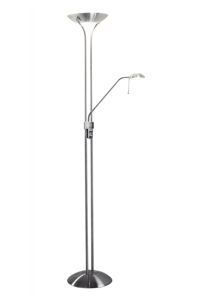 Dar Montana Mother & Child Floor Lamp Dual Dimmers Satin Chrome