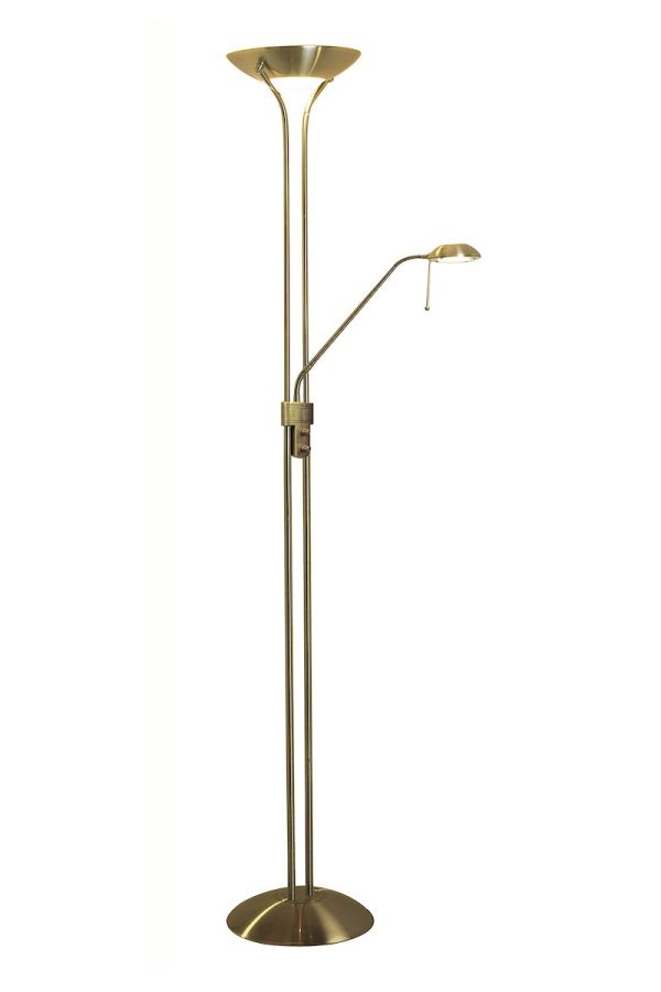 Dar Montana mother and child floor lamp with dual dimmers in antique brass main image