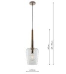 Dar Mumbai Handmade 1 Light Ceiling Pendant Washed Wood & Glass