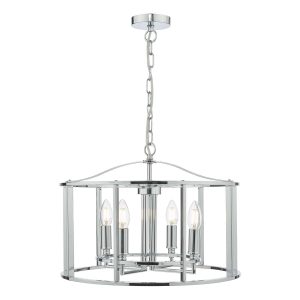 Dar Myka 4 light caged pendant chandelier in chrome main image