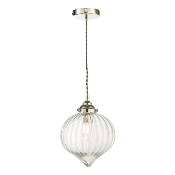 Dar Mya traditional 1 light ceiling pendant in polished nickel main image