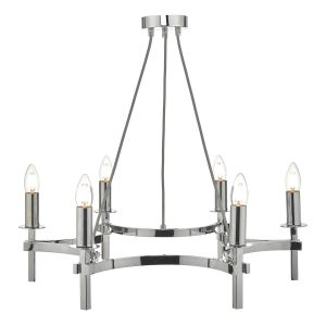 Nacala modern classic 6 arm chandelier in polished chrome main image