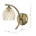 Dar Nakita Switched Single Wall Light Antique Brass Dimpled Glass