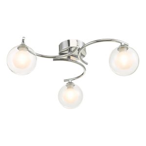 Dar Nakita 3 light flush ceiling light in chrome with clear & opal glass main image