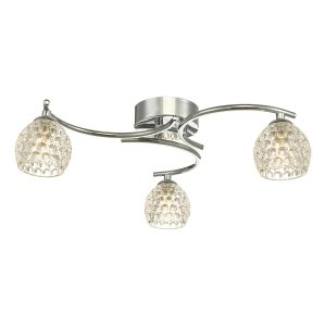 Dar Nakita 3 light flush ceiling light in chrome with dimpled glass main image