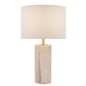 Nalani pink marble finish 1 light table lamp with ivory linen shade main image