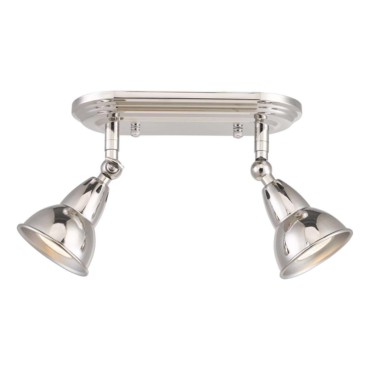 Dar Nathaniel Retro Style 2 Lamp Twin Spot Light Plate Polished Nickel