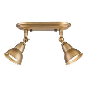 Dar Nathaniel retro style twin spot light plate in aged brass main image
