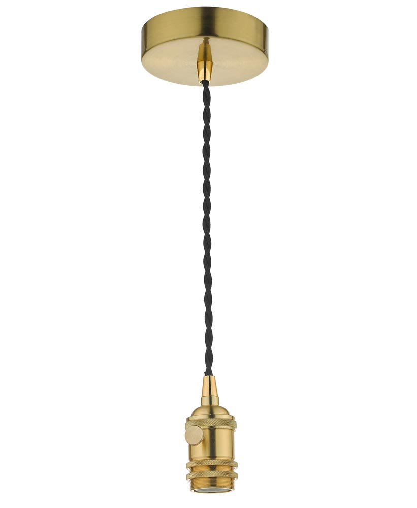 Dar Natural Brass Finish Twisted Flex E14 Pendant Ceiling Light Cable Set
