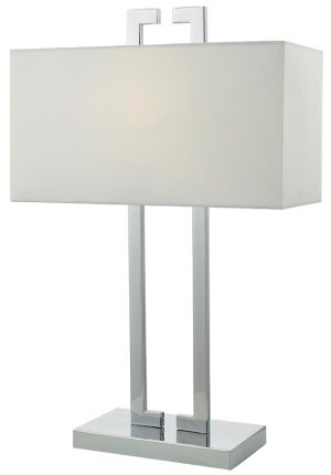 Dar Nile Art Deco Style Table Lamp Polished Chrome Ivory Shade