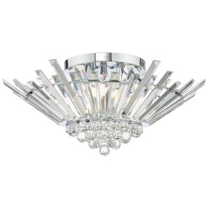 Nimbus Art Deco 5 light flush crystal ceiling light in chrome main image