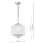 Dar Nisha 1 Light Art Deco Style Ceiling Pendant Ribbed Glass Chrome