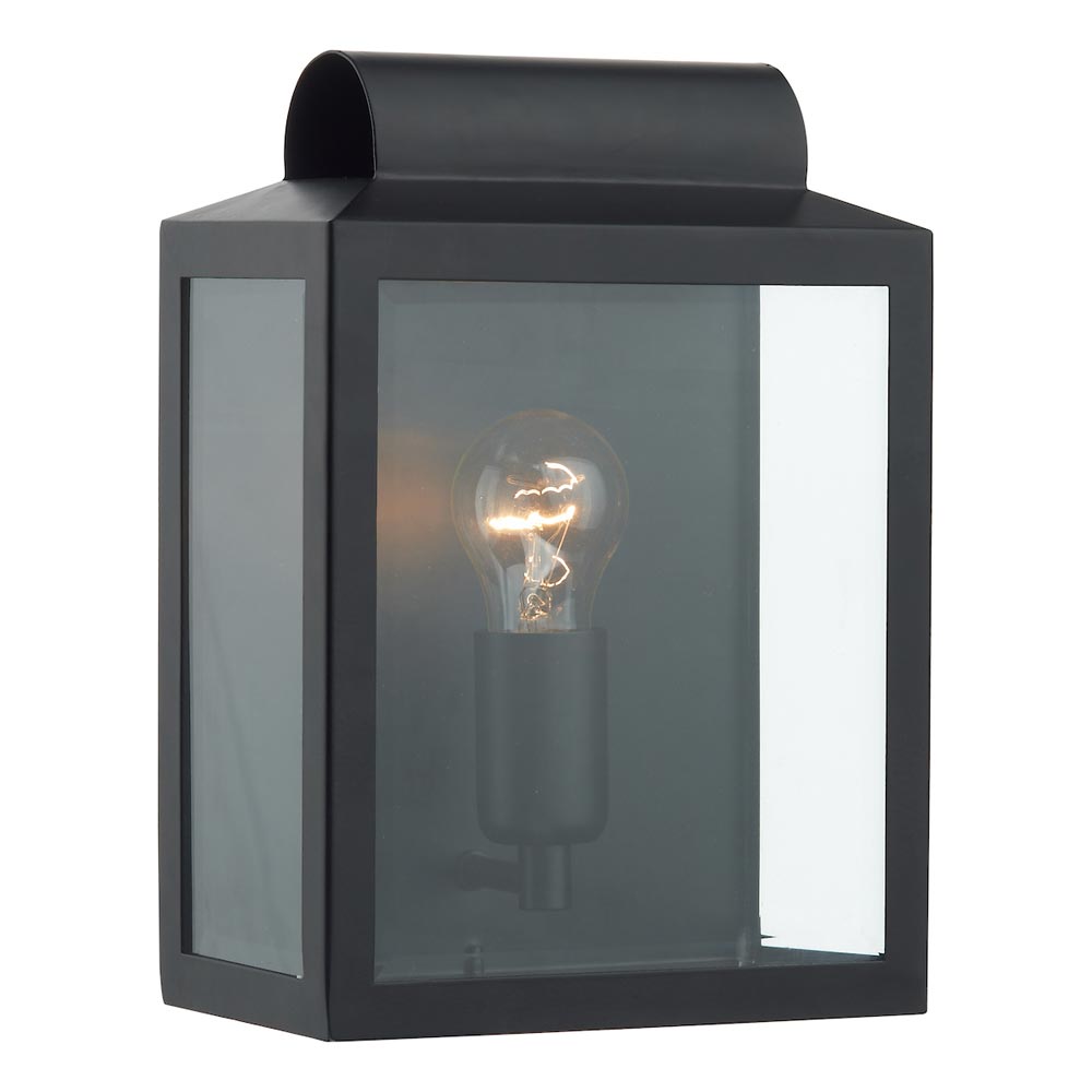 Dar Notary Modern 1 Light Outdoor Wall Box Lantern Matt Black IP44