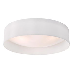 Dar Nysa large 3 lamp flush ceiling light with white faux silk shade main image