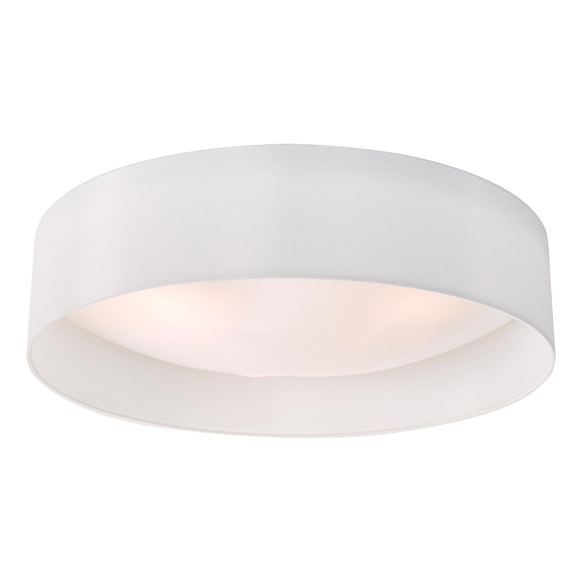 Dar Nysa 3 Lamp Flush Low Ceiling Light White Faux Silk Opal Shade