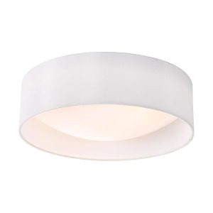 Dar Nysa medium 2 lamp flush ceiling light with white faux silk shade main image