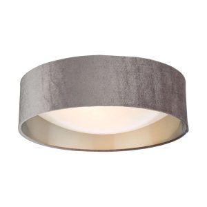 Dar Nysa medium 2 lamp flush ceiling light with mink velvet shade main image