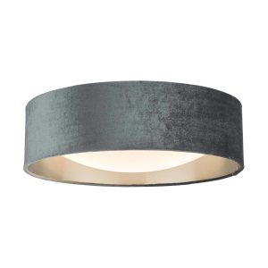 Dar Nysa medium 2 lamp flush ceiling light with grey velvet shade main image