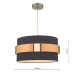 Dar Oki 38cm Navy Cotton Ceiling Lamp Shade With Copper Band