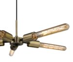 Dar Onika 5 Lamp Industrial Style Pendant ceiling Light Antique Brass