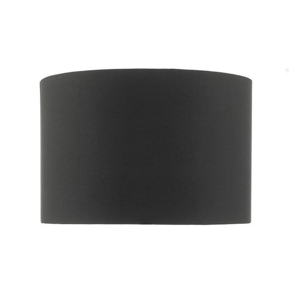 Dar Onora 30cm faux silk drum small table lamp shade in black main image