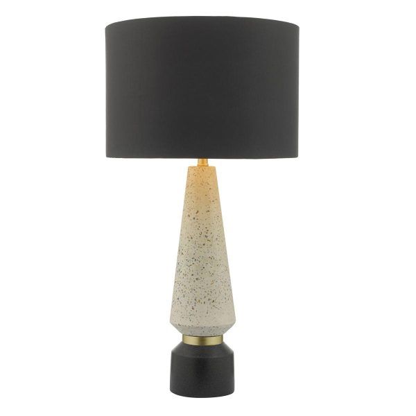 Dar Onora Cream Terrazzo 1 Light Table Lamp Gold Detail Black Shade