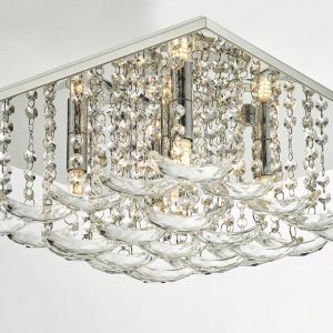 Dar Orella Crystal 5 Lamp Flush Mount Low Ceiling Light Polished Chrome