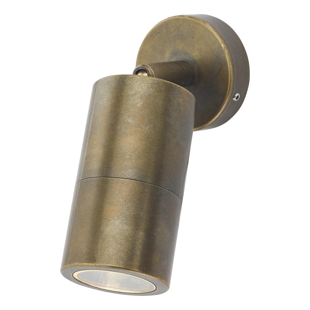 Dar Ortega 1 Light Adjustable Outdoor Wall Spot Light Solid Brass IP65