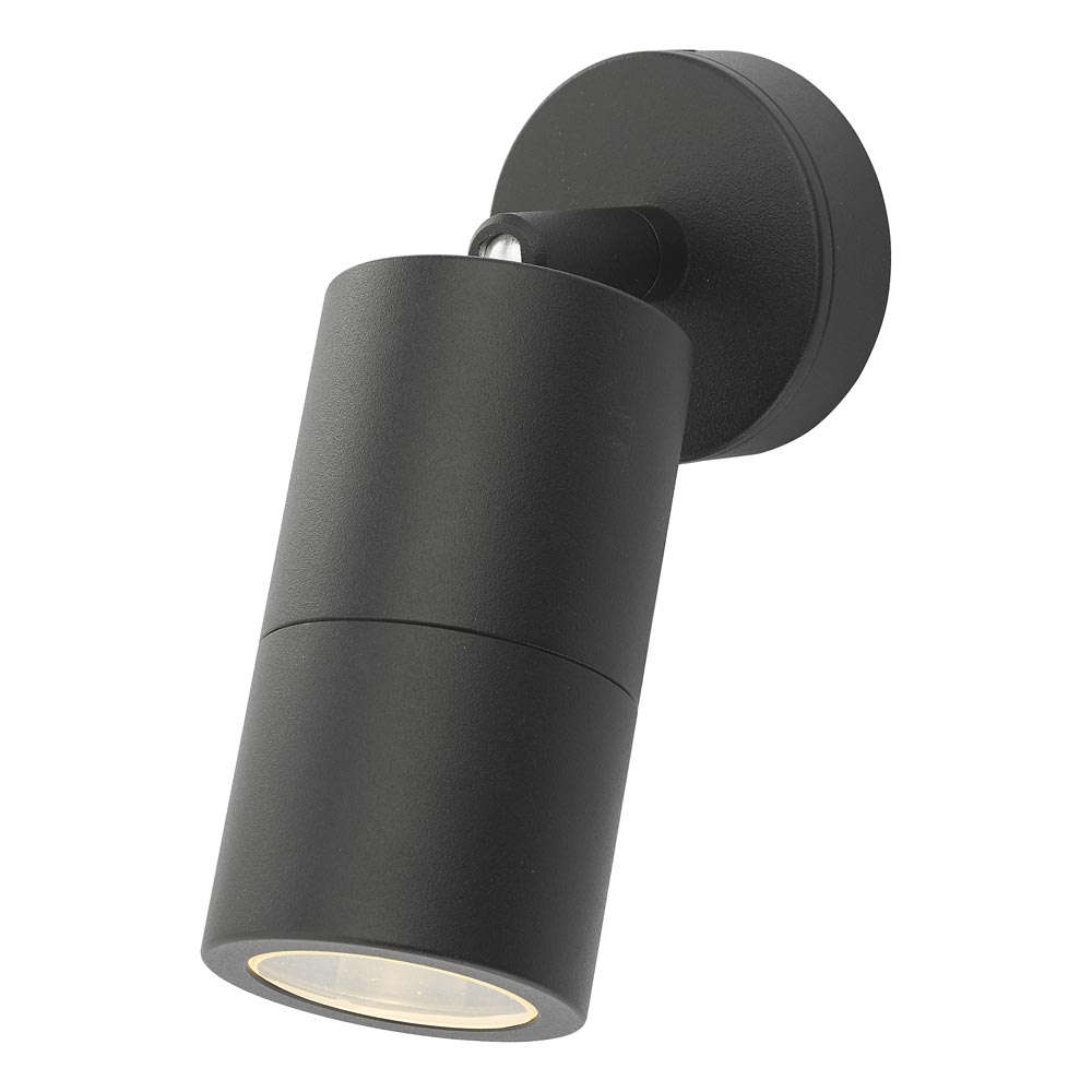 Dar Ortega 1 Light Adjustable Outdoor Wall Spot Light Matte Black IP65