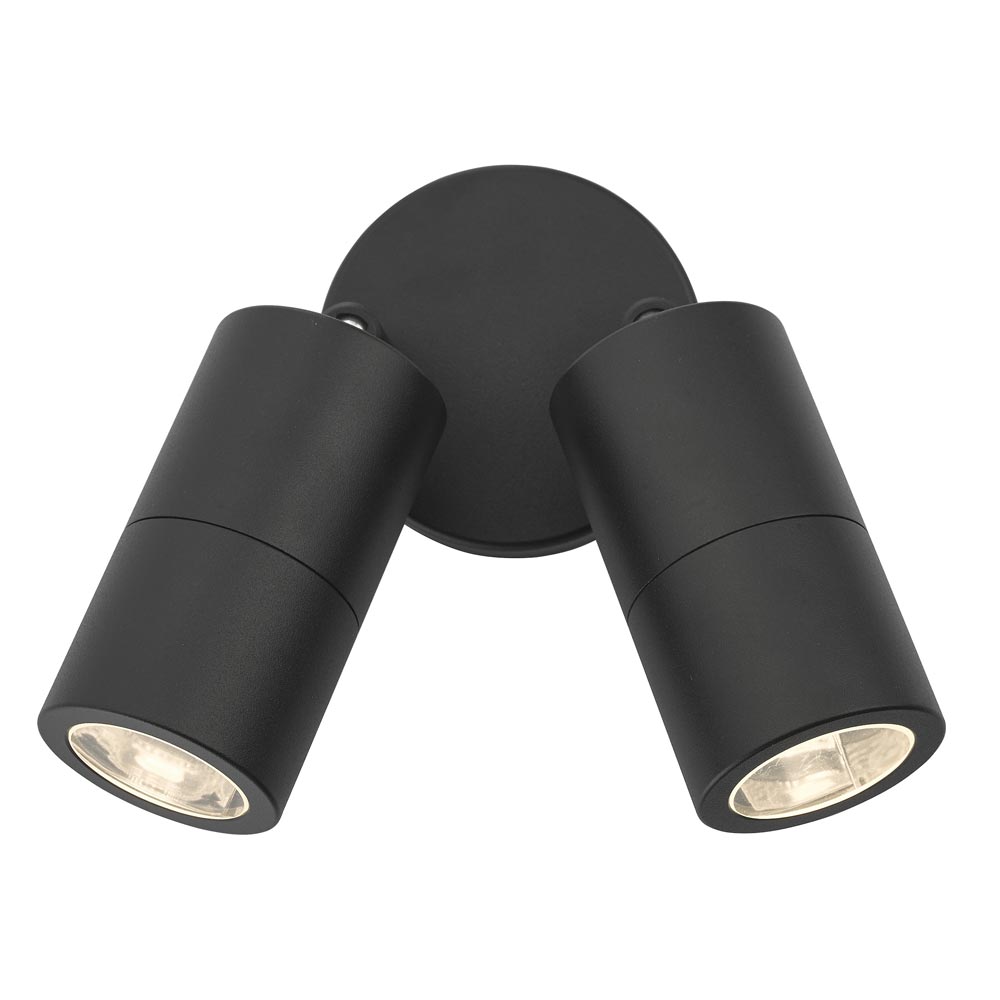 Dar Ortega Twin Adjustable Outdoor Wall Spot Light Matte Black IP65