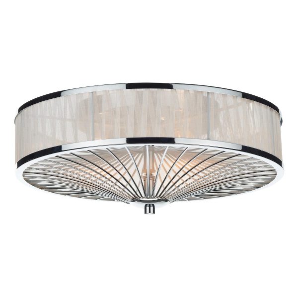 Dar Oslo ribbon wrapped 3 light flush ceiling light in chrome main image