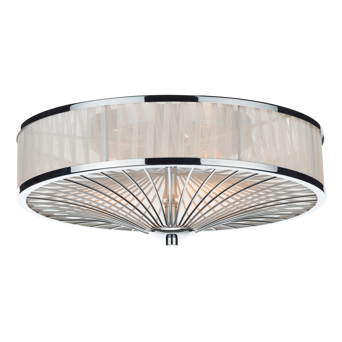 Dar Oslo Ribbon Wrapped 3 Light Flush Ceiling Light Polished Chrome