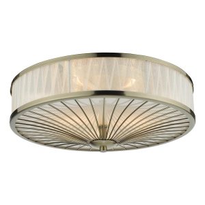 Dar Oslo ribbon wrapped 3 light flush in antique brass main image