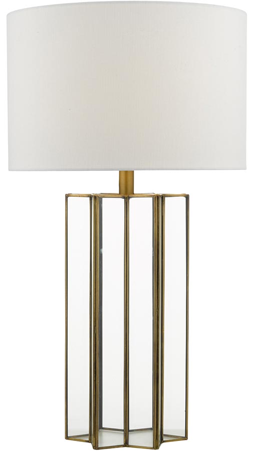 Dar Osuna Brass Framed Glass Table Lamp With Linen Shade