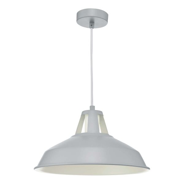 Dar Owain 1 light schoolhouse style ceiling pendant in matt grey main image