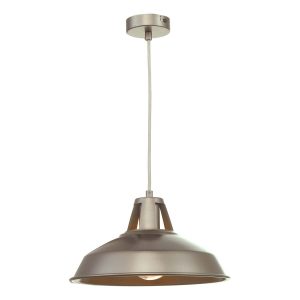Dar Owain 1 light schoolhouse style ceiling pendant in pewter main image